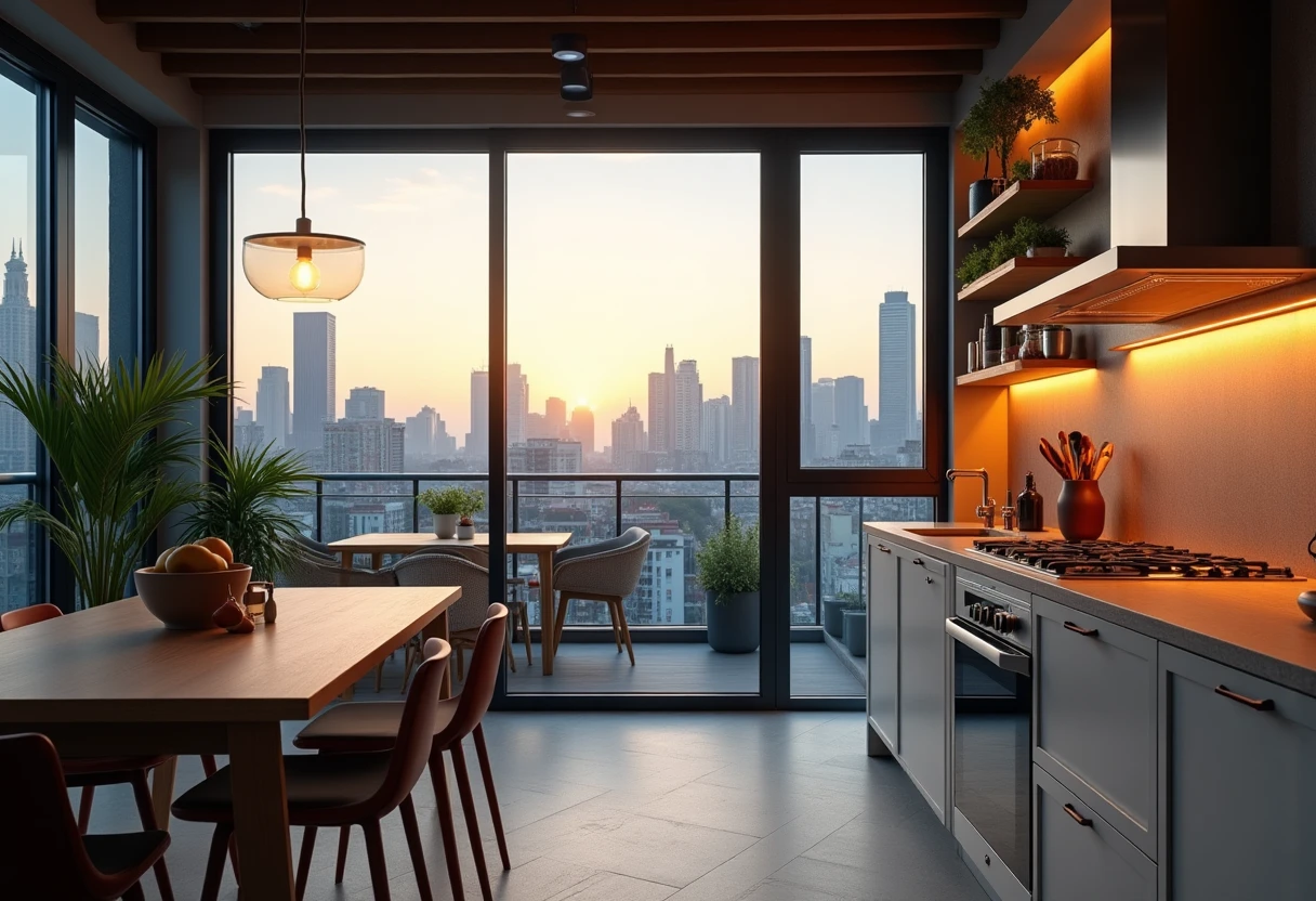 Cocina moderna en casa premium
